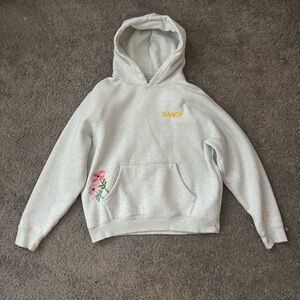 Dandy Gray Hoodie with Floral Embroidery